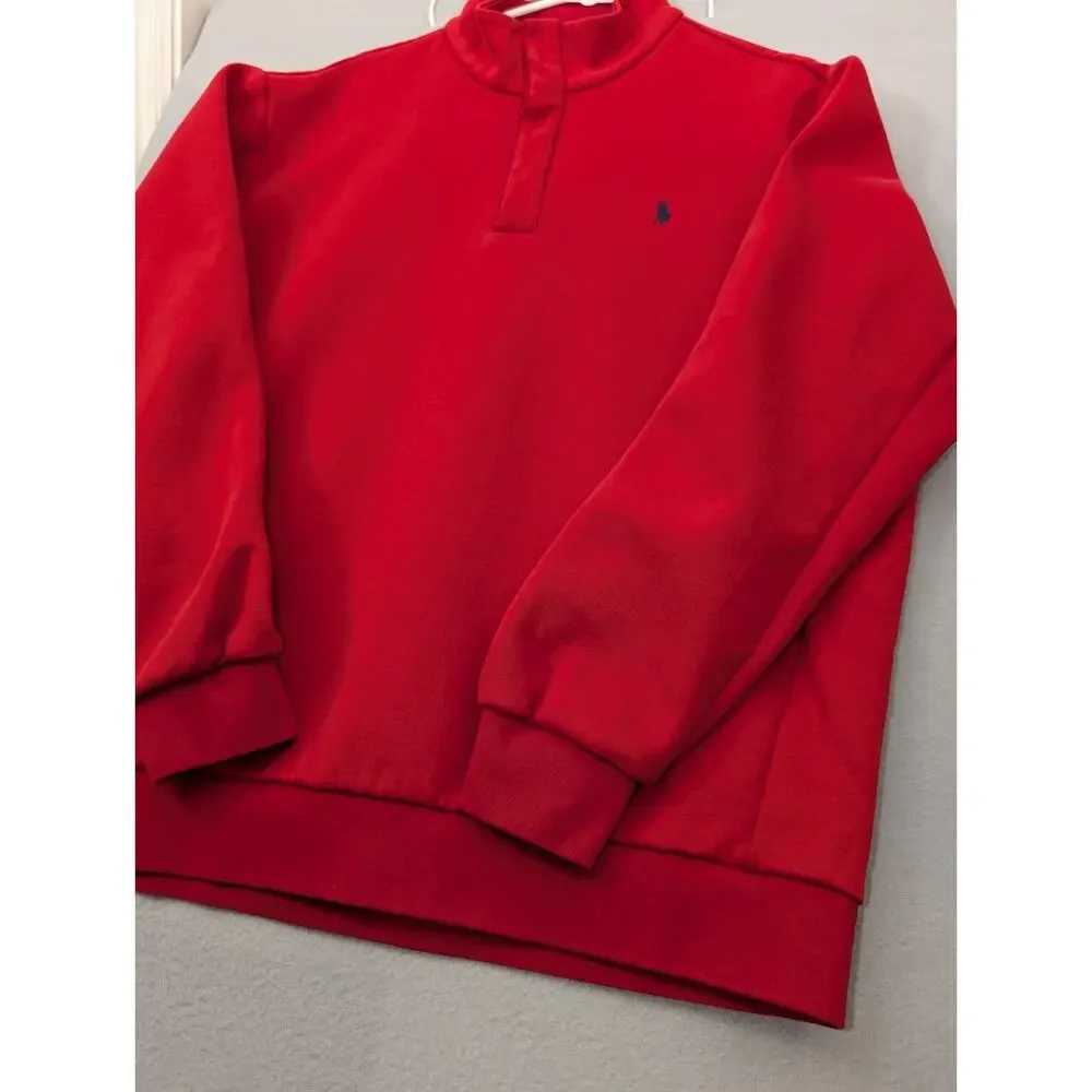 Polo Ralph Lauren Men’s Pullover Sweater Size XL Quarter Zip Red Cotton